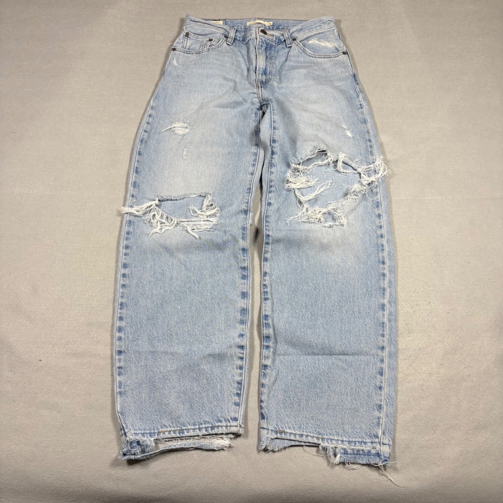 Levis Premium Baggy Dad Jeans Light Wash Distressed Ripped W26 L30 A3494-0019